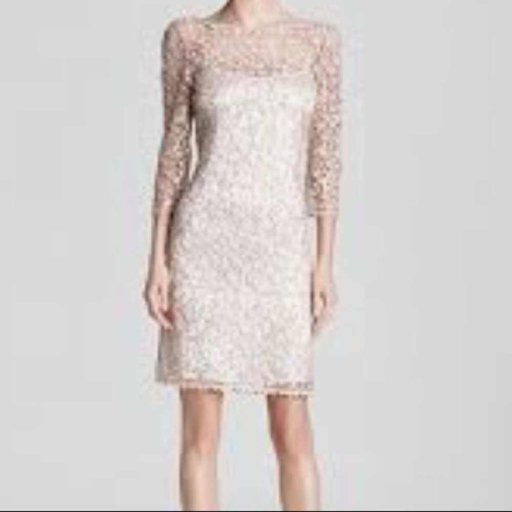 Kay Unger sequin and lace cocktail dress in a beautiful celadon green!